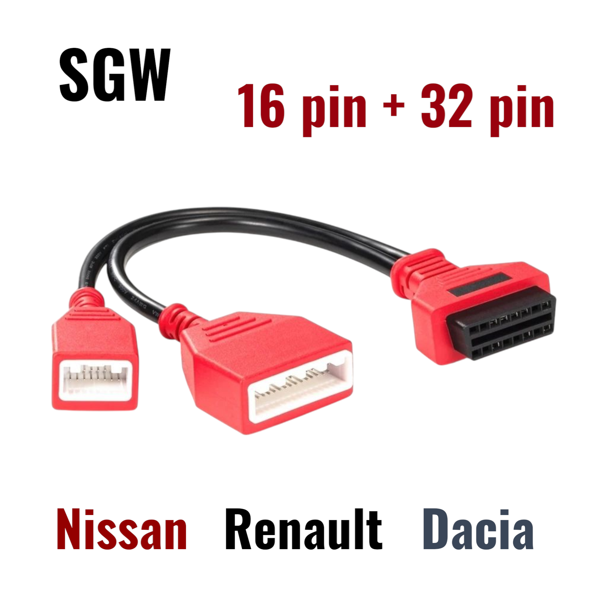 Адаптер Gateway для Nissan/Renault/Dacia 16+32pin на OBD2 16pin (кабель для прописывания ключей без пароля Security Gateway)